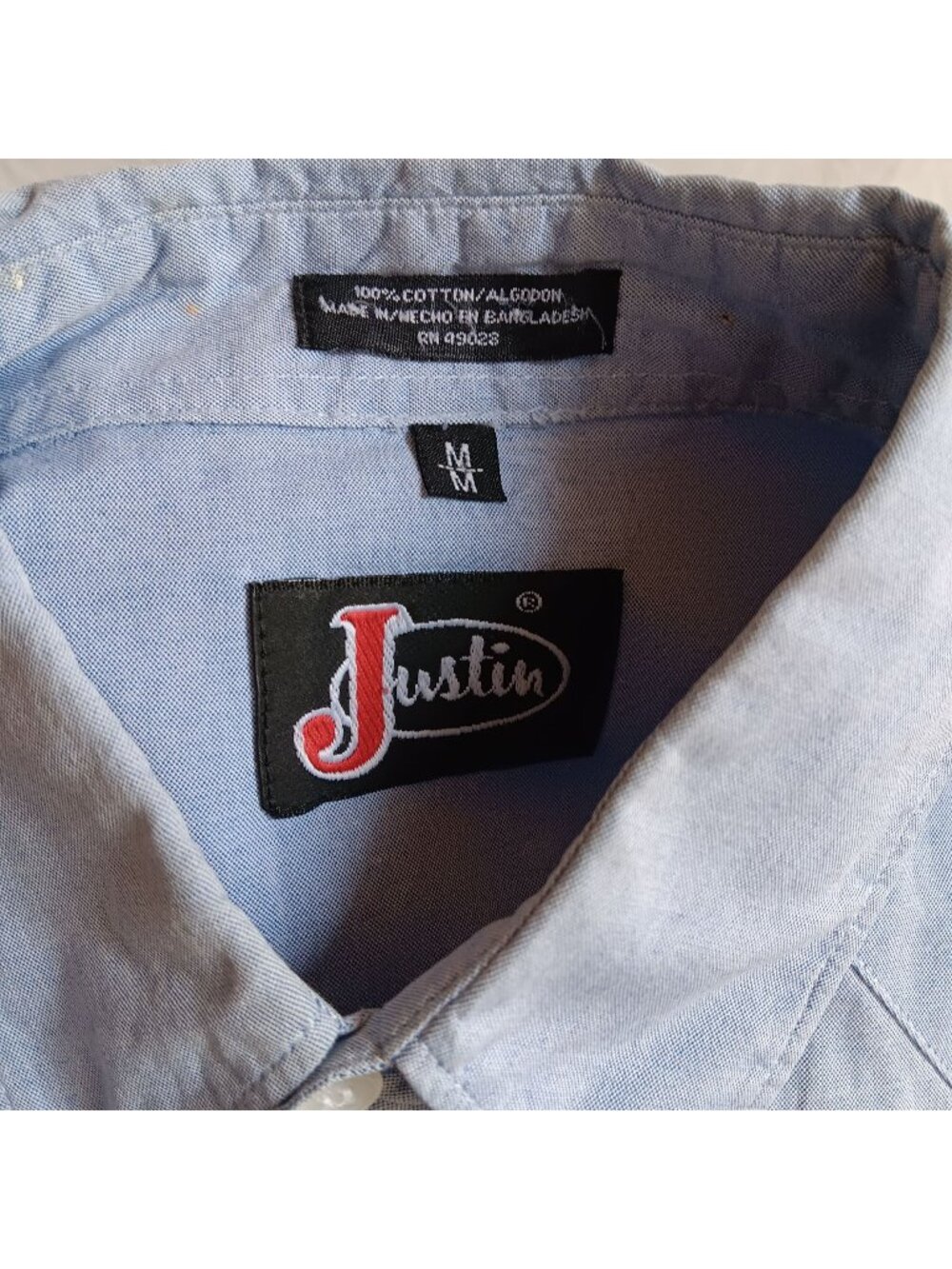 Vintage 1990's Western Shirt Medium Chambray Button Down by Justin